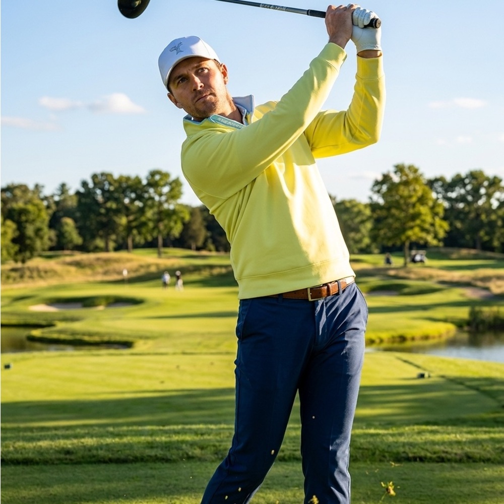 Fairway & Greene Yellow Pullover Golf Caves Sweatshirt